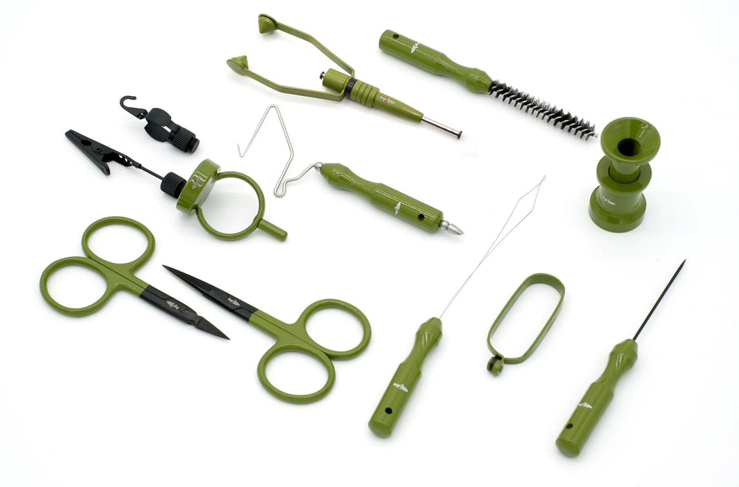 NIRVANA 11pc Fly Tying Tool Kit with Case (olive)