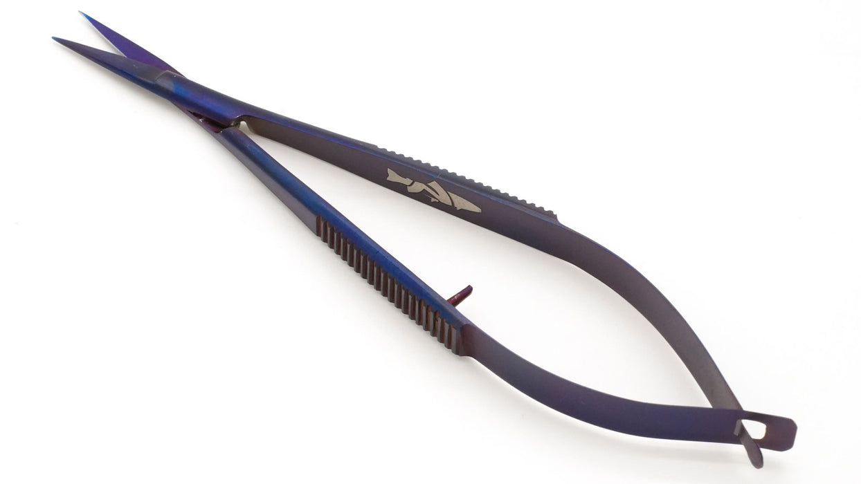 NIRVANA Tungsten Carbide Spring Scissors with Micro-Serrated Edge (Purple) 4.5 inch
