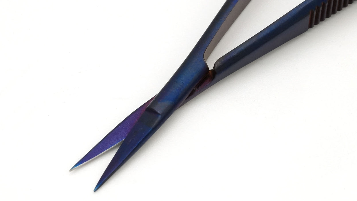 NIRVANA Tungsten Carbide Spring Scissors with Micro-Serrated Edge (Purple) 4.5 inch