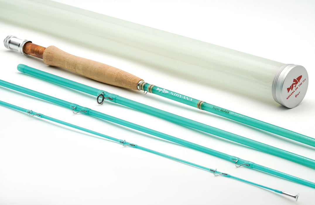 blue halo fishing pole 6wt NIRVANA SuperGLASS Fiberglass Fly Fishing Rod