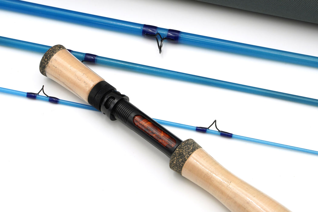 bright blue fly fishing glass rods Moonlit Lunar S-GLASS Fiberglass Fly Rod