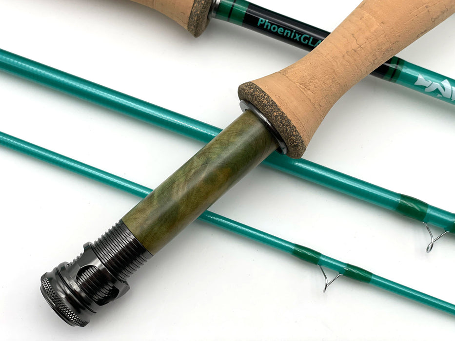 bright blue fly fishing glass rods NIRVANA PhoenixGLASS Fiberglass Fly Rod